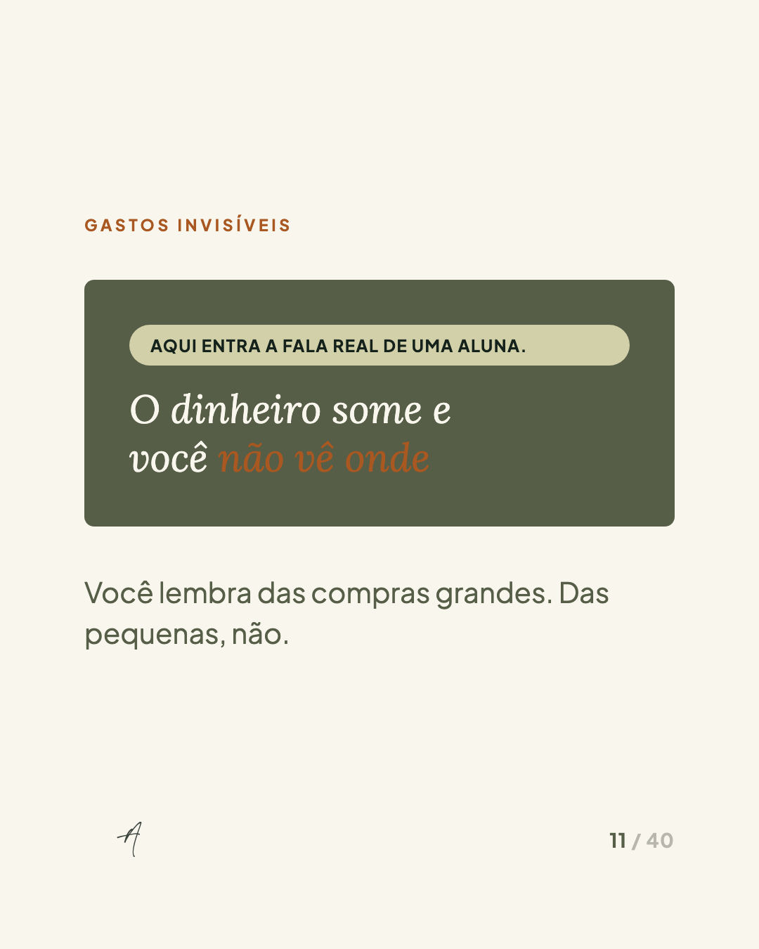 Modelo B2, Fala da aluna em card