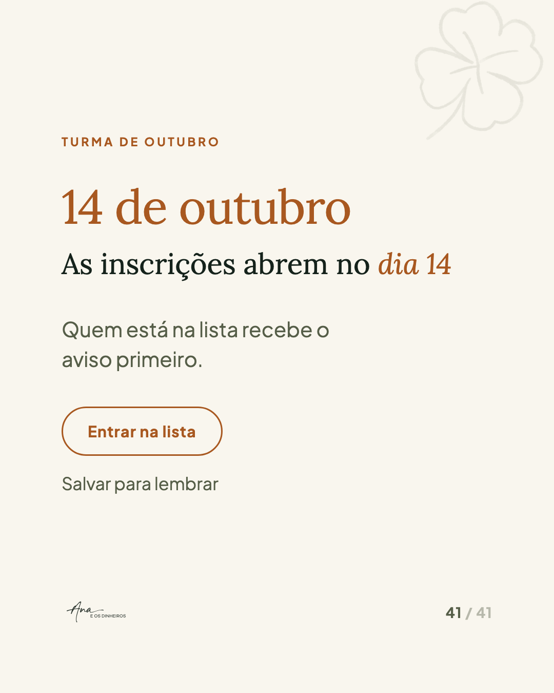 Modelo E5, CTA com data em destaque